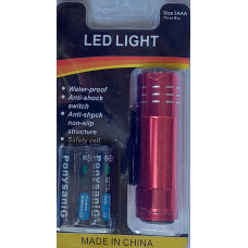 Кишеньковий металевий світлодіодний ліхтарик із батарейками 9 LED
